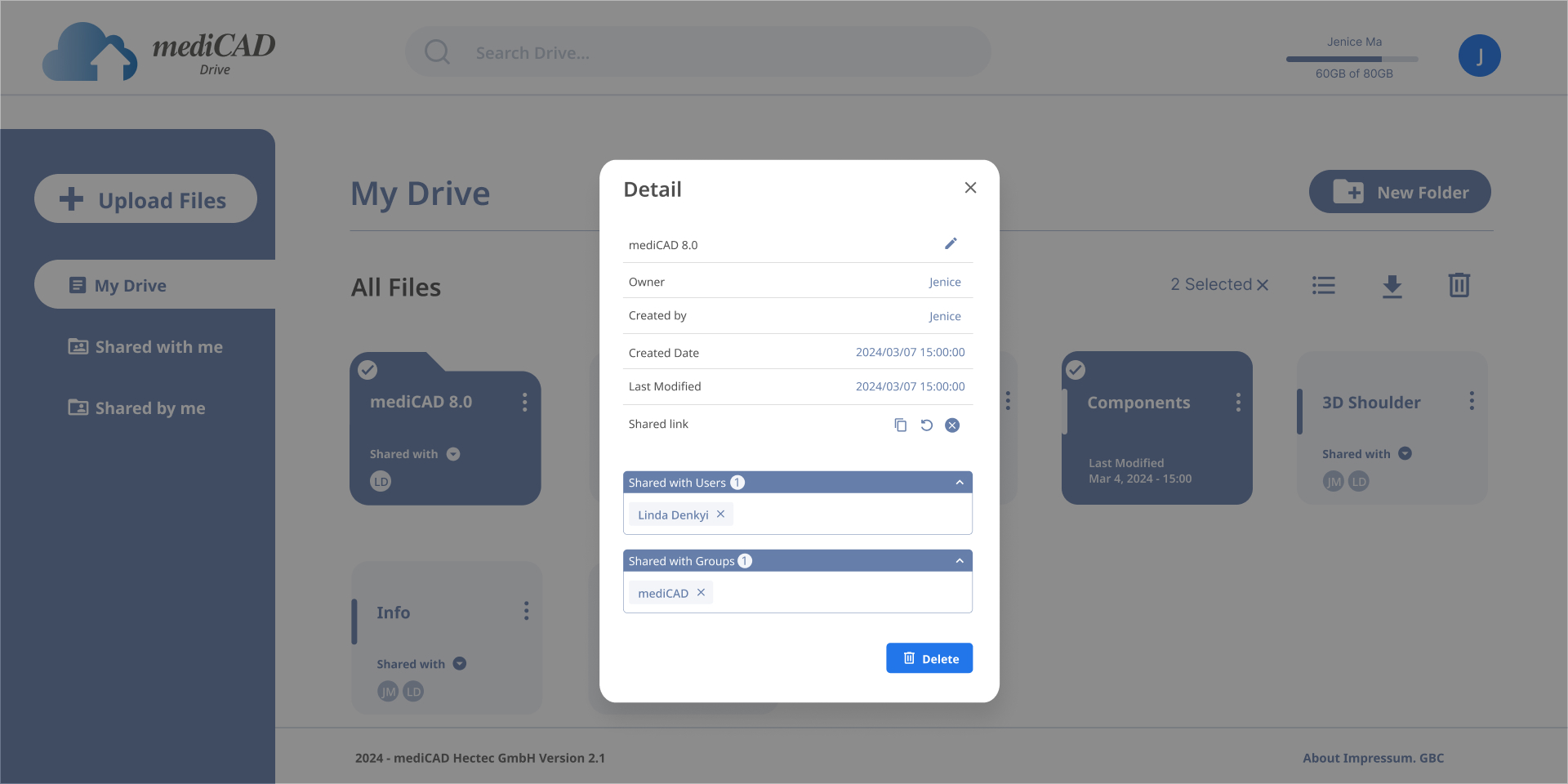 Detail - Folder view