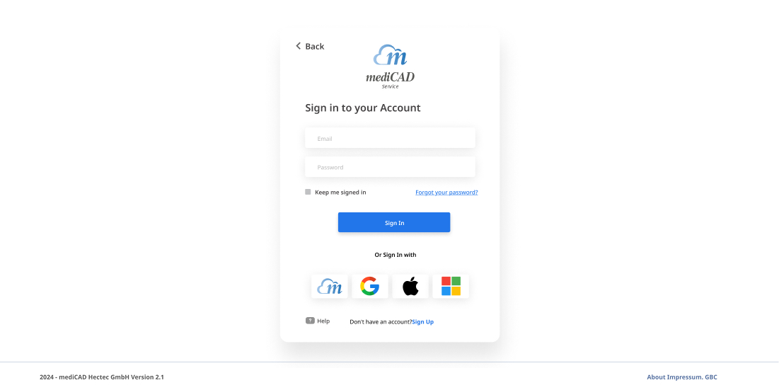 Log in page